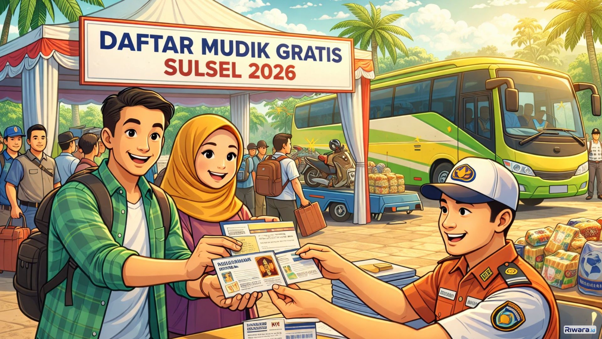 Ilustrasi pendaftaran program mudik gratis Pemerintah Provinsi Sulawesi Selatan 2026 di Makassar.